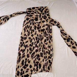 Leopard Print Satin Wrapped Maxi Skirt